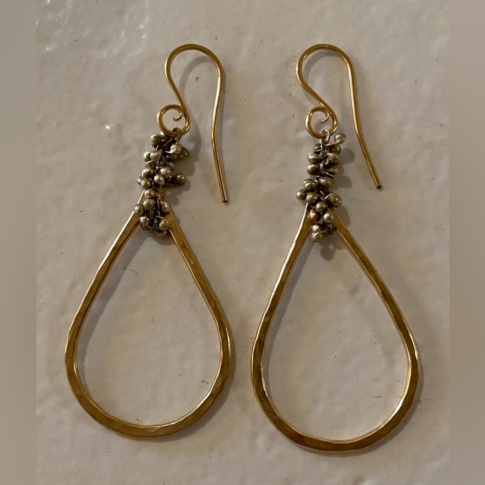 Brass Earrings with Sterling Balls on 14K GF Wires